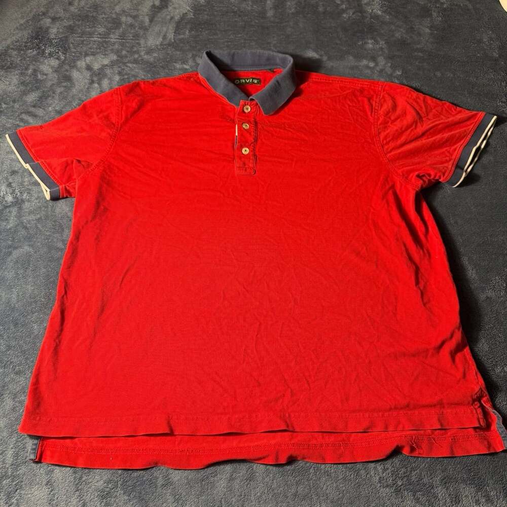Orvis Polo Shirt XL Red Cotton Short Sleeve